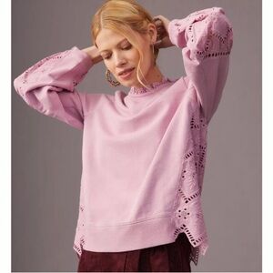 Anthropologie Forever That Girl Purple
Cotton Eyelet Sweatshirt Maeve